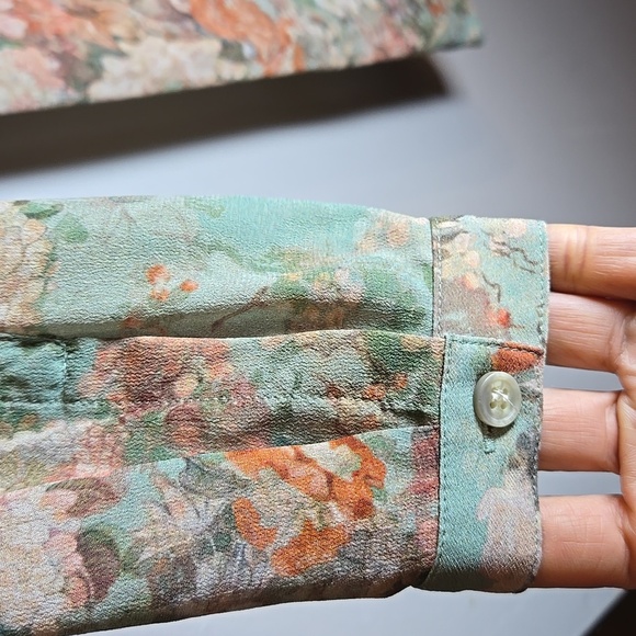 Peruvian Connection Rayon Wellfleet Chemise Green Floral Print Mini Dress Tunic - Picture 9 of 11